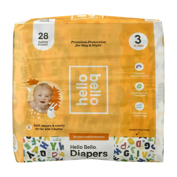 Hello Bello Diaper Alpha Soft Size 3 16/28lb EA of 128 CT