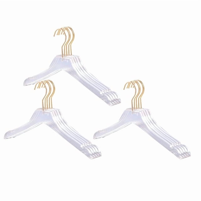 15 Perchas Transparentes para Ropa Con Gancho Dorado, Perchero Transparente para Ropa Con Muescas para Niñas Pequeñas