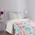 thumbnail image 5 of Ambesonne Vintage Quilted Bedspread Set 2 Pcs, Flowers Roses Teapot, Twin Size, Pale Blue Pale Pink, 5 of 6
