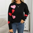 thumbnail image 7 of Oplxuo Women's Cute Heart Sweater Love Print Valentine Romantic Knitted Top Casual Crewneck Long Sleeve Sweaters Pullover, 7 of 7