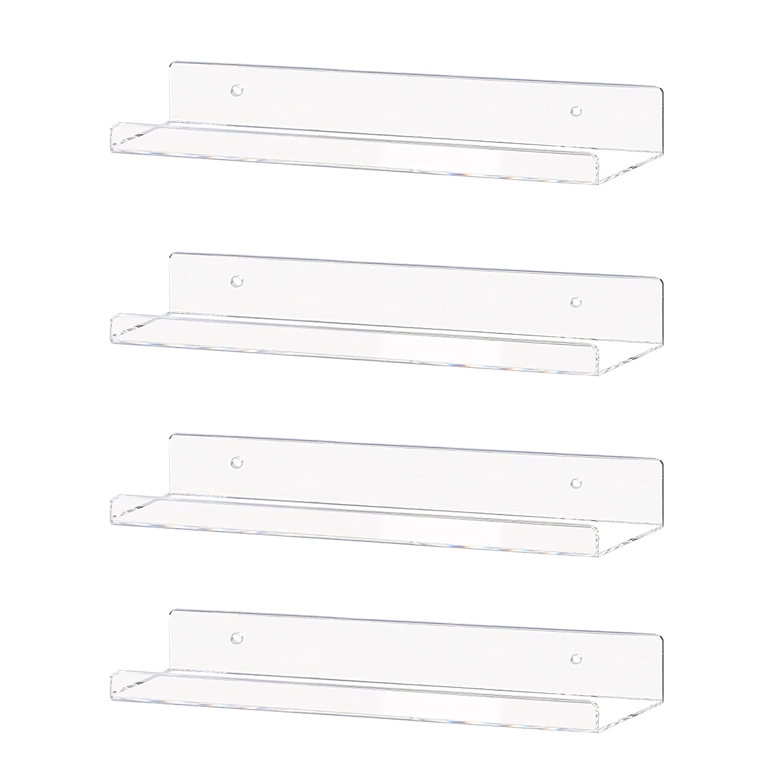 Acrylic Floating Shelves, 4 Pack Clear Bathroom Wall Shelf Bookshelves