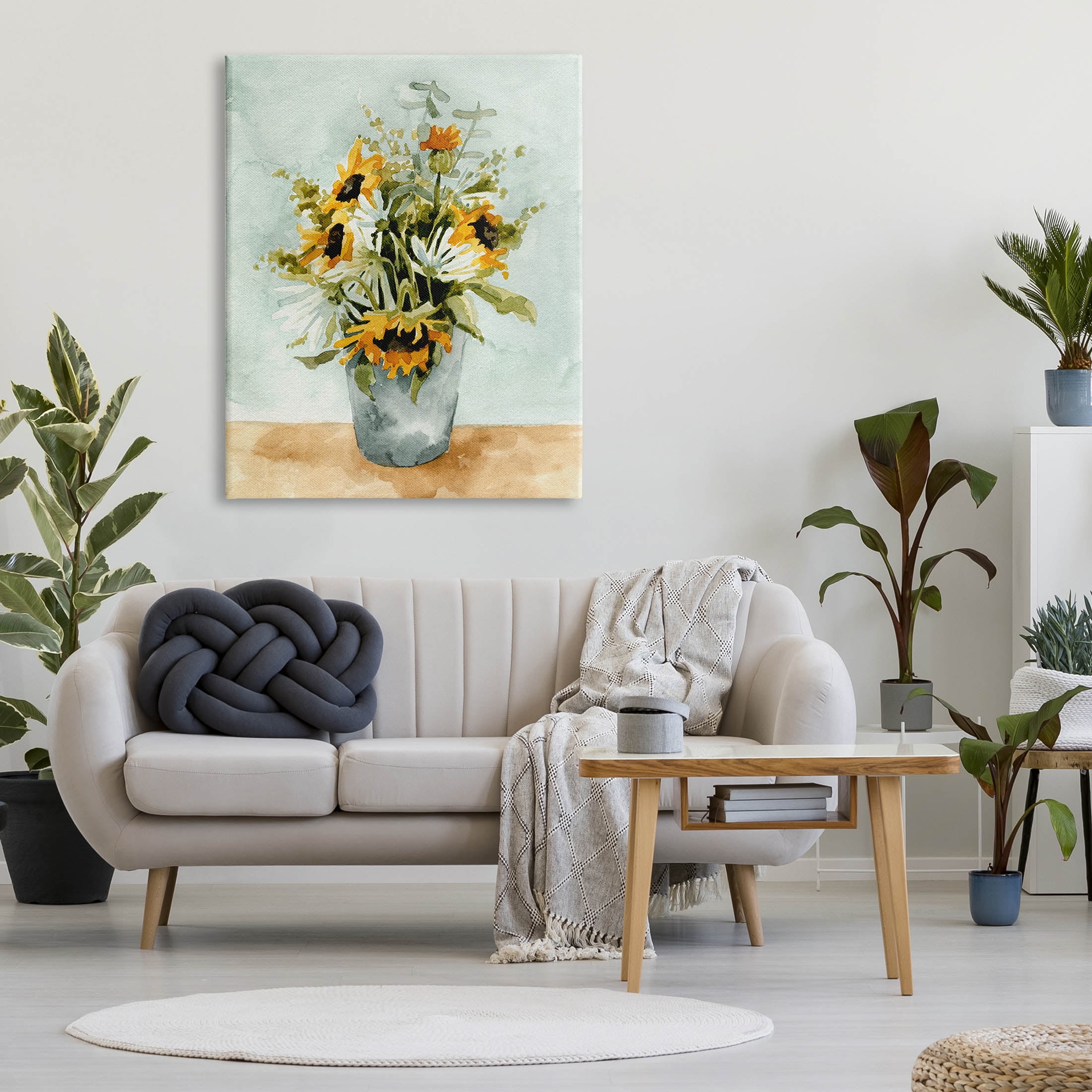 Stupell Industries Sunflower Blossom Watercolor Detail Painting Gallery Wrapped Canvas Print Wall Art, Design by Emma Caroline