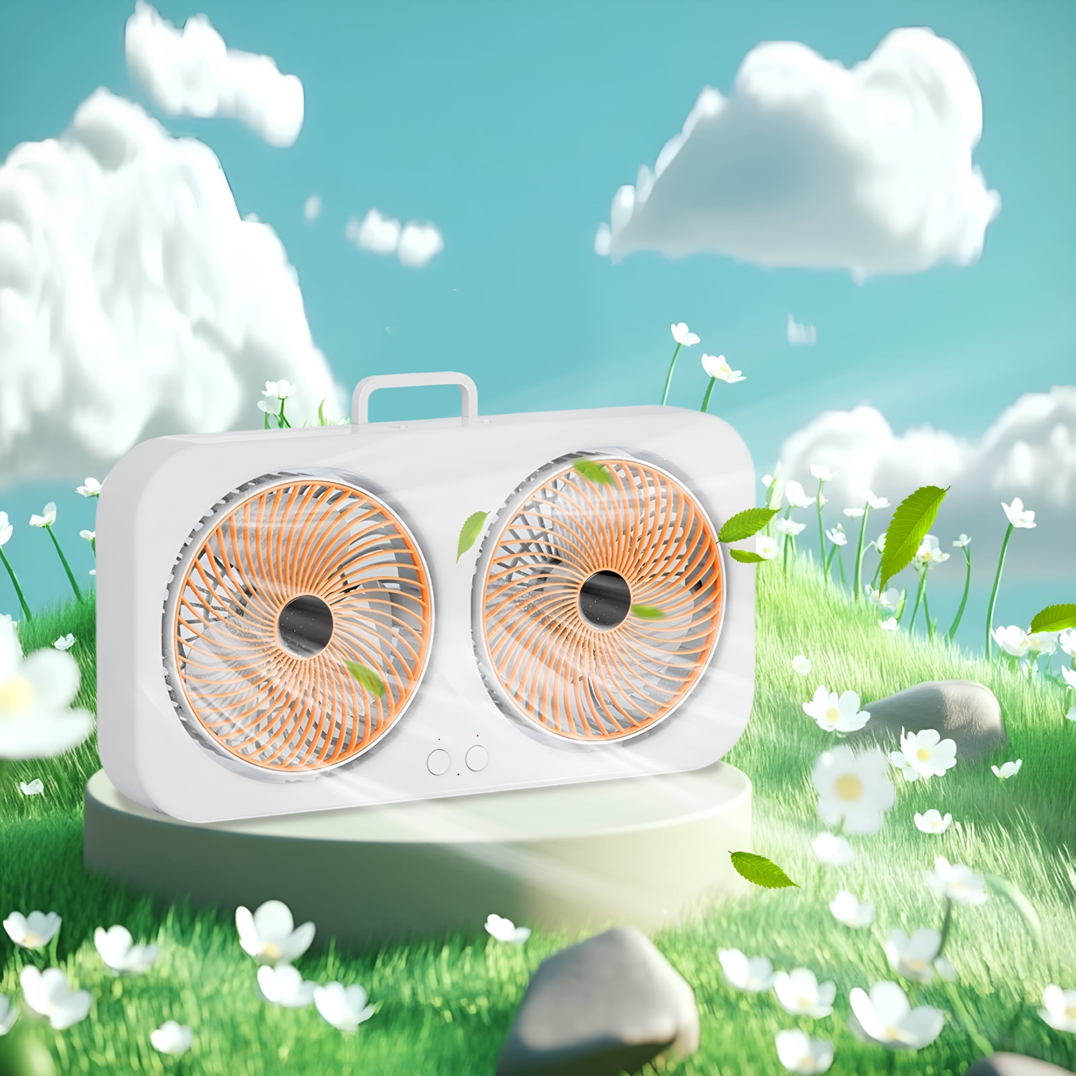 VANIDO Twin Window Fan with Hook 3 Levels Adjustable Window Fans Two-way Wall Mountables Desktop Portable Fan for Home,Kitchen,Bedroom,Office