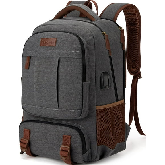 Tzowla Sac à Dos en Toile pour Ordinateur Portable, Sac pour Hommes Femmes, Sac de Voyage Travail pour Ordinateur Portable 17,3 Pouces, Sac à Dos avec Port de Chargement USB