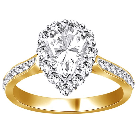White Natural Diamond Halo Vintage Style Engagement Ring In 14k Yellow Gold (0.75 Cttw)