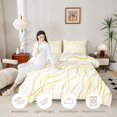 thumbnail image 3 of Homewish Minimalist Lines Queen Comforter Set,Geometric Artwork Comforter Sets Queen,White Golden,Reversible,3pcs,1 Comforter and 2 Pillowcases, 3 of 7