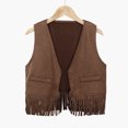 thumbnail image 2 of Zszcpp Toddler Girl Tank Top Performance Cow Tassel Hippie Fringe Role Play Party Vest Western Blouse Girls Casual Tops, 2 of 8