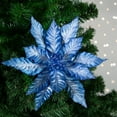 thumbnail image 2 of Northlight 25" Two Tone Blue Glittered Poinsettia Christmas Stem Spray, 2 of 4