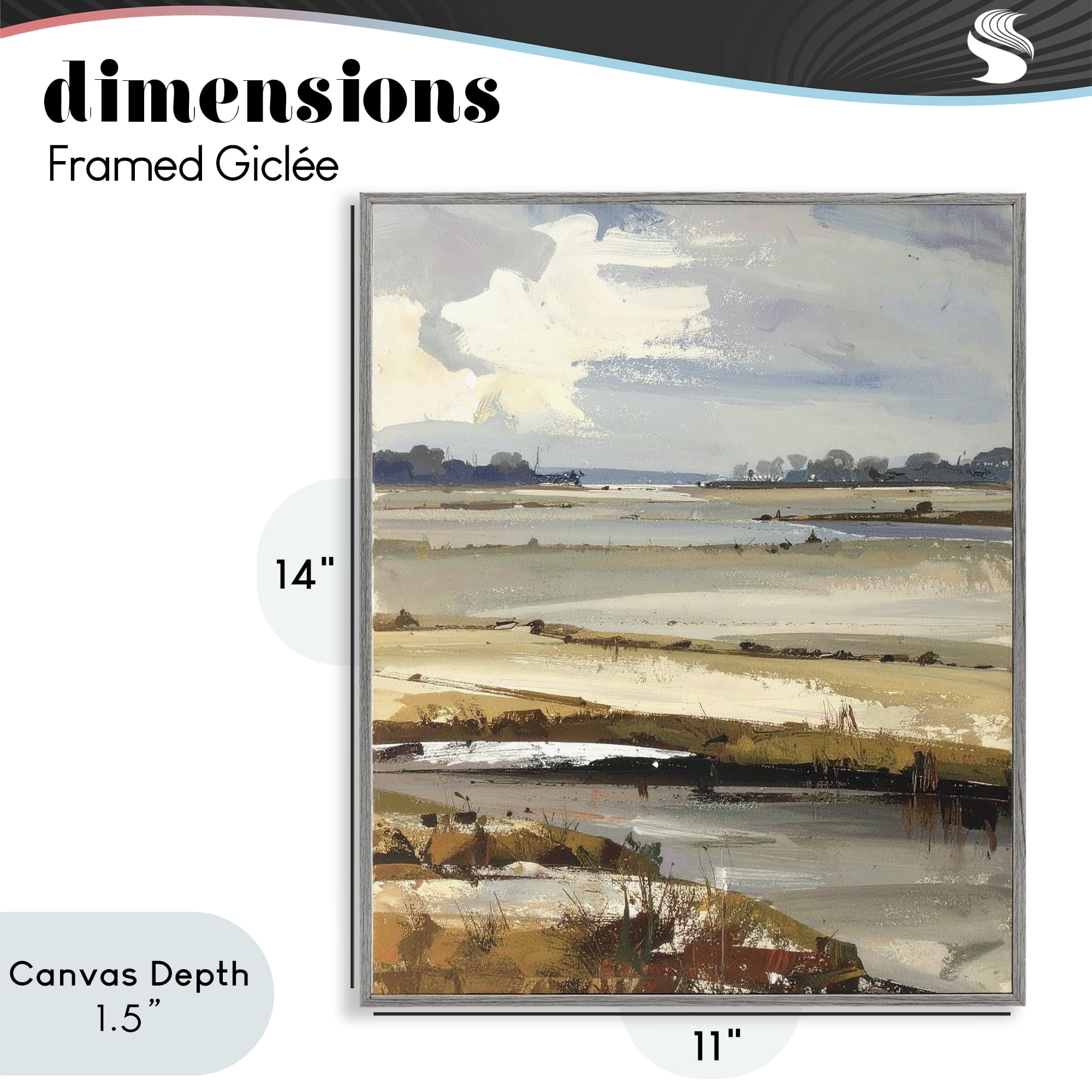Stupell Industries Earthy Distant Horizon Gray Framed Giclee Art, design by Alonza Saunders
