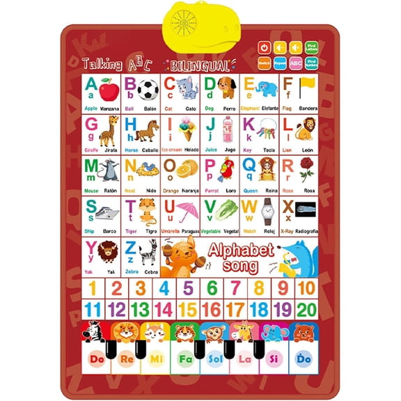 Clearance! 2026 Model Bilingual English & Spanish Interactive Alphabet Wall Chart – Talking ABC Letters, Numbers 123 & Music Learning Poster – Educational Toys for T*oddlers & K*ids, 3 Years Old