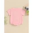 thumbnail image 3 of FEORJGP Infant Baby Girls Summer Casual Romper 3M 6M 12M 18M Newborn Short Sleeve Jumpsuit Crewneck T-shirt Letter Embroidery Romper Tops Cute Sweet Daily Clothes, 3 of 7