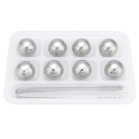 Pierres à whisky - Sphères de glace en acier inoxydable refroidit le vin Whisky Drink Chiller Stones Rocks avec Tong(Ball)