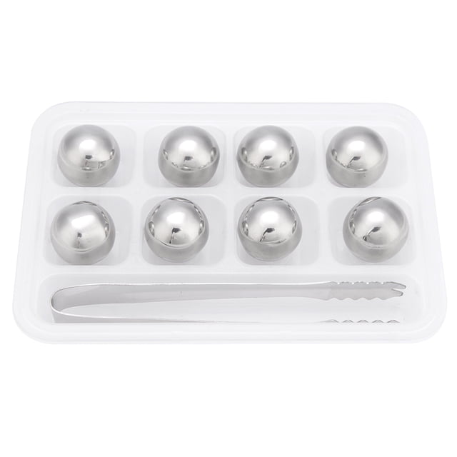 Stainless Steel Ice Spheres Chills Wine Whiskey Drink Chiller Stones Rocks with Tong(Ball)