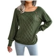 thumbnail image 2 of Turilly Fashion Women Casual Solid Long Sleeve Loose Round Neck Sweater Pullver Button Blouse Autumn Tops, 2 of 8