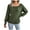 Army Green, variant on XMMSWDLA Women'S Casual Button Twist Knitted Pullover Crew Neck Knitted Pullover Lantern Sleeve Solid Knit Cable Sweater White Xmas Sweater Women
