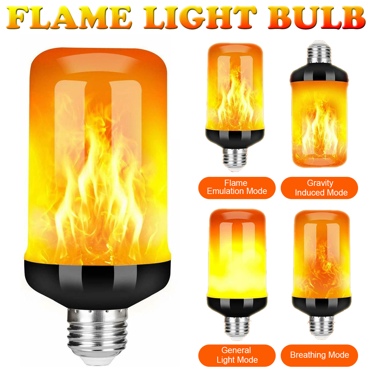 LED Light Flicker Flame Lightbulb Burning Fire Effect Party Lamp Gravity Sensor 