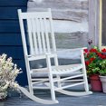 thumbnail image 2 of Outsunny Wooden Porch Rocking Chair Outdoor Patio Rocker Garden Single Leisure Reclining Seat Armchair White, 2 of 9