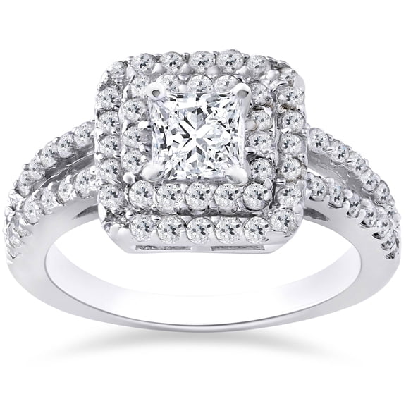 Pompeii 1 1/5ct Pave Double Halo Ring 14K White Gold (H/I,I1)