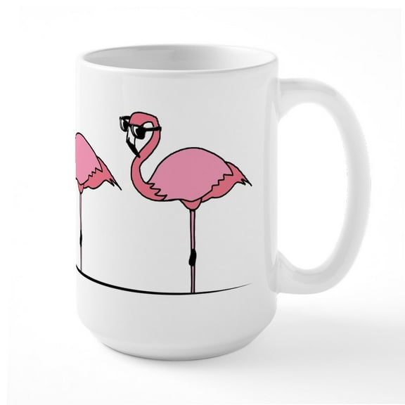 CafePress - Cool Flamingos - 15 oz Ceramic Large White Novelty Mug