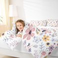 thumbnail image 4 of Homewish Boho Flower Butterfly Bedding Comforter Set,Rustic Floral Twin Comforter Sets,Pink White Blue Bedding Set For Girls Teens,Ultra Soft Home Decor Reversible,2pcs, 4 of 8