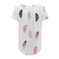 thumbnail image 4 of White Womens Tops Women's Fashionable and Casual Floral Print V Neck Wrinkled Short Sleeve Top T Shirts for Women, 4 of 4