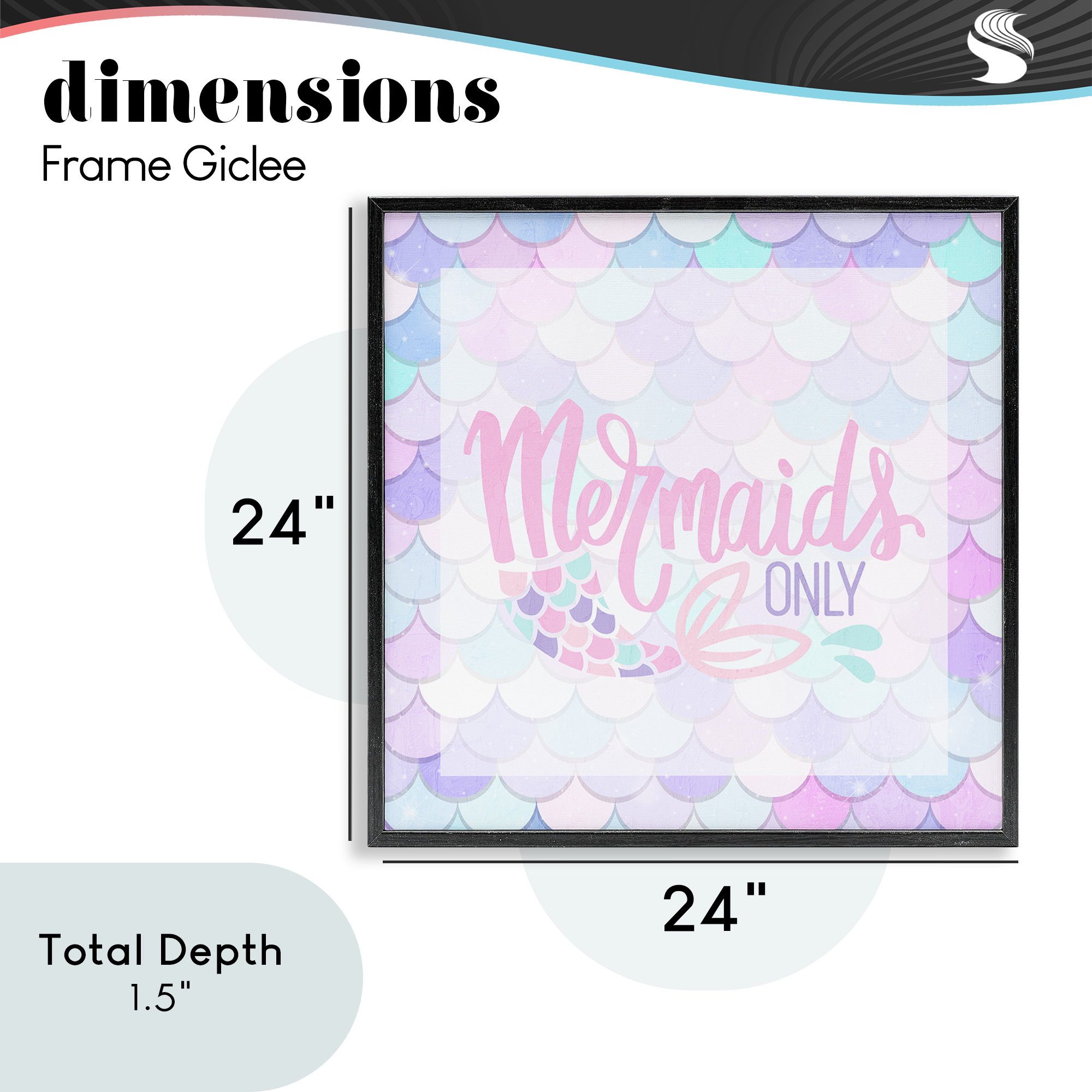 Pastel Mermaids Only Black Framed Giclee Art, design by Kim Allen