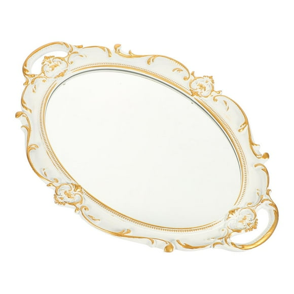 AMERTEER Decorative Tray Mirror Tray Serving Tray with Handle for Dessert Table Coffee Table