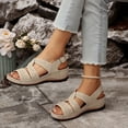 thumbnail image 4 of Dakaela Wedge Sandals for Women Comfortable Strappy Summer Dressy Slip on Sandal Open Toe Hollow out Casual Walking Shoes with Arch Support Size 6-10, 4 of 9