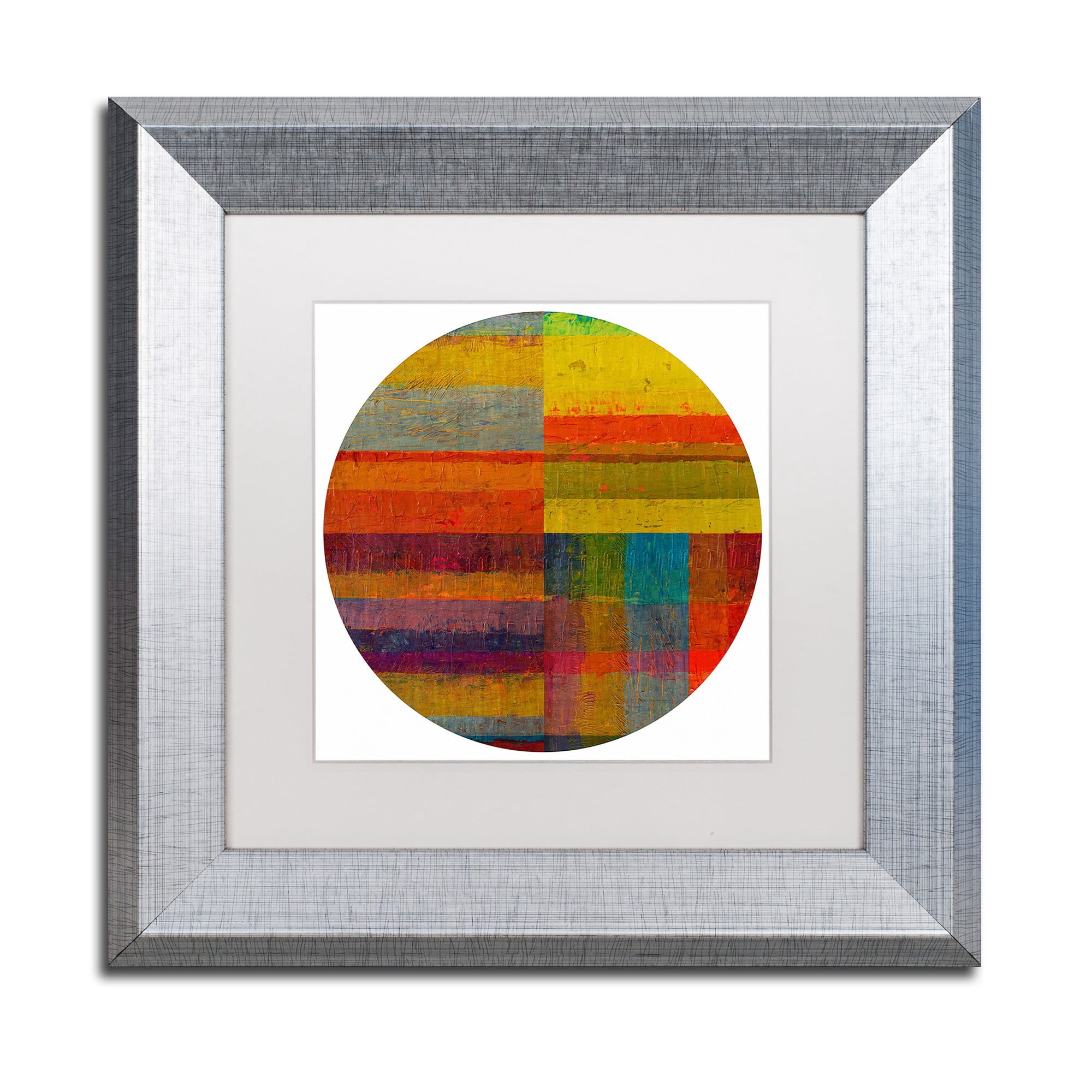 Trademark Fine Art "Round 4.0" Canvas Art by Michelle Calkins, White Matte, Silver Frame