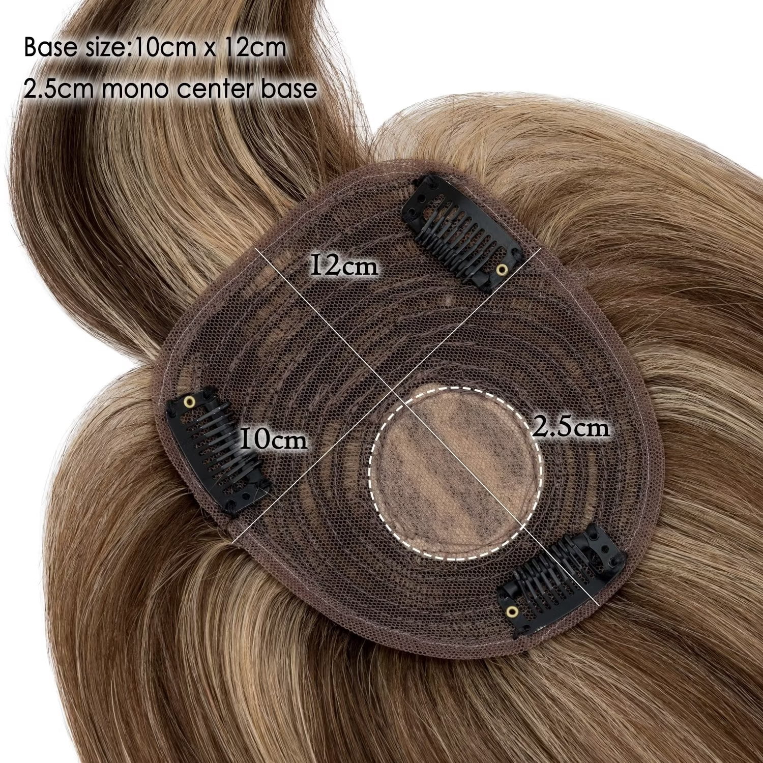 Benehair 100% Remy Human Hair Extensions Clip In Hairpiece Toupee Topper With Bang Mono Base for Women Highlight Blonde 150% 10*12cm