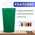 thumbnail image 2 of Plastic Stadium Cups 32 oz. Set of 10, Bulk Pack - Perfect for Summer, Sporting Events, Birthdays, Picnic, Beach, Parties - Kelly Green, 2 of 5