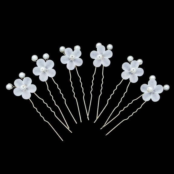FELTECHELECTR 6Pcs White Pearl Hairpin French Hair Pins Pearl Wedding Bridal Accessories