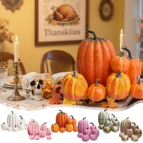 Fall Decor Thanksgiving Halloween Decorations Pumpkin Decor Artificial Pumpkins Fake Realistic Orange Pumpkin Model Faux Plastic Pumpkins Display Props For Autumn Harvest Party Decorations 7pc