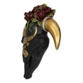 thumbnail image 2 of Rustic Western Black Cow Skull With Gecko Lizard And Red Roses Wall Decor Plaque, 2 of 5