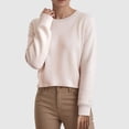 thumbnail image 2 of mgoYE Women’s Long Sleeve Sweaters Cropped Crew Neck Business Casual Light Weight Sweater Tops Fall Fashion Clothes(Beige,L), 2 of 4
