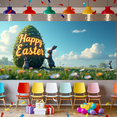 thumbnail image 5 of LUUFILx Glowing Happy Easter Banner with Bunny Element Easter Party Decoration Background Backdrop, 5 of 7