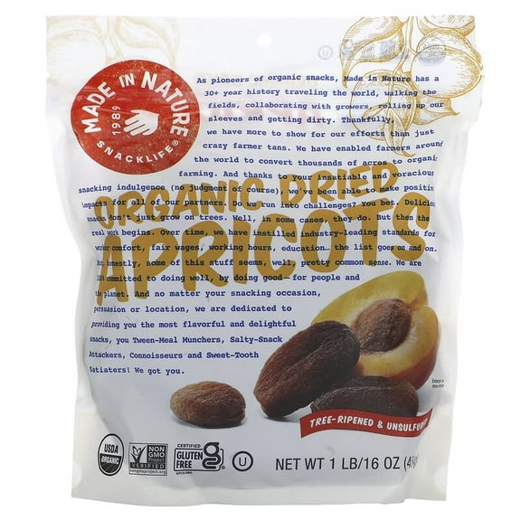 Made in Nature, Organic Dried Apricots, Tree-Ripened & Unsulfured, 1 lb