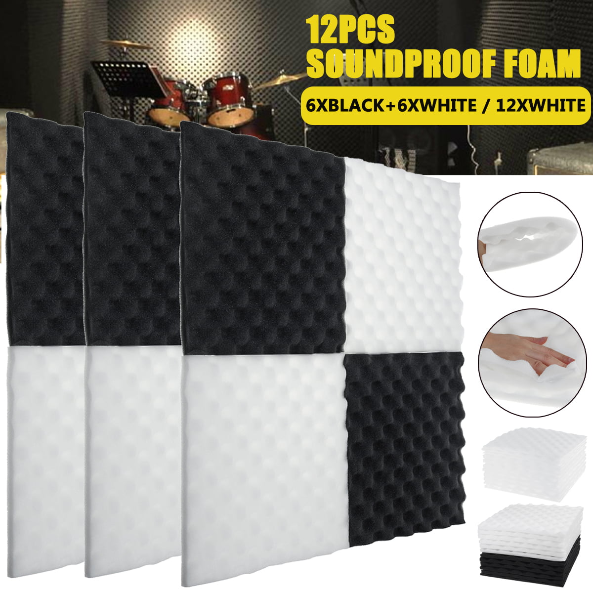 WHITE Sound proof foam panels,24 PCS 2 x 12 x 12 Sound proof foam made of 100% pure sponge,Acoustic foam panels 