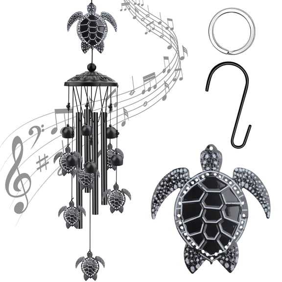 39.4'' Sea Turtle Wind Chimes, TSV Outdoor Retro Tortoise Wind Chimes Bell with Hook
