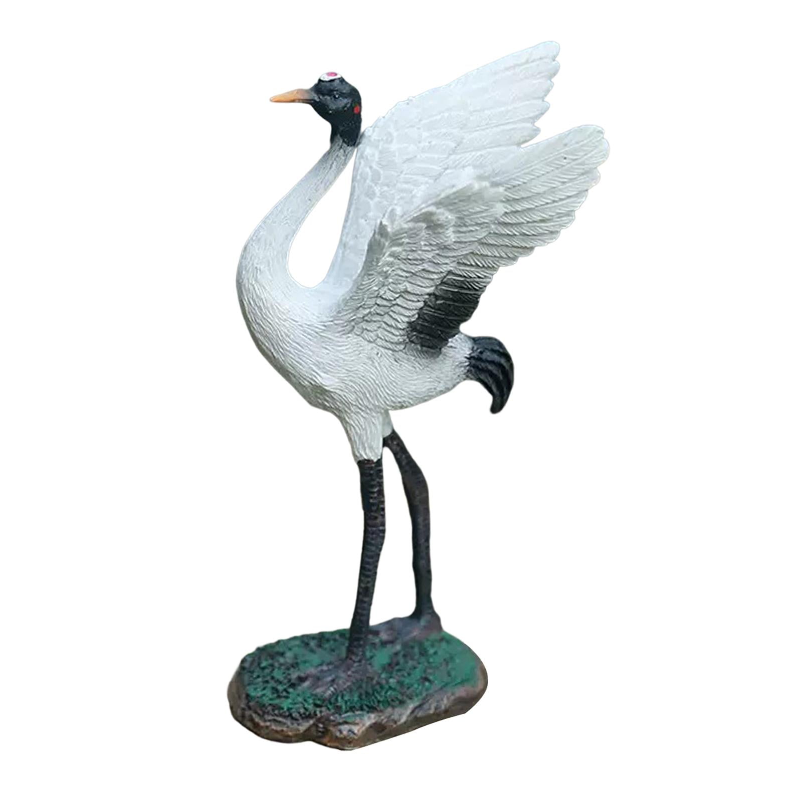 Outdoor Garden Statue Miniature Sculptures Crane Novelty Free Standing Bird Statues Decoy for Tabletop Lawn Home Swimming Pool Decoration 18cm