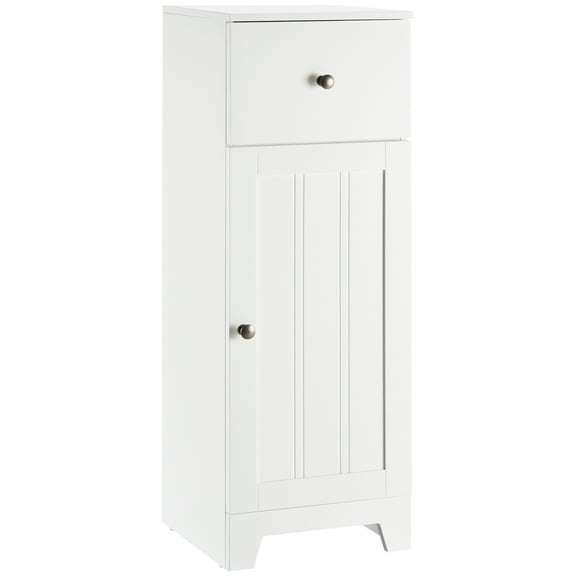 CoSoTower Short Bathroom Storage Cabinet, Cabinet Organizer with 1 Drawer and Adjustable Shelf for Living Room, White