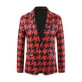 thumbnail image 5 of INSPIRE CHIC Men's Blazers Houndstooth Plaid  Contrast Color Slim Fit One Button Sports Coat S Red, 5 of 6
