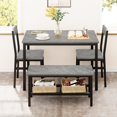 thumbnail image 3 of TEQIN Kitchen Table Chairs Set of 4, Dining Table Set for 4 with Bench and Chairs, 4 Pieces Kitchen Dining Table Set with Storage Rack & Metal Frame for Small Apartment, Kitchen, 3 of 7