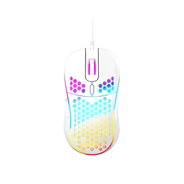 Seitruly Ratón de juego ligero USB Light Gaming Mouse Ratón optoelectrónico mecánico colorido 7200DPI Accesorios de computadora Blanco 2piezas