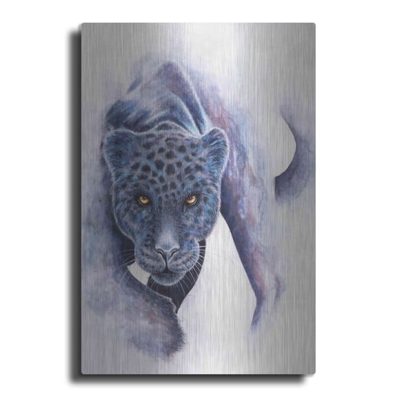 Luxe Metal Art 'Spotted Black Panther' by Michelle Faber, Metal Wall Art, 24"x36"