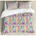 thumbnail image 1 of Geometric Duvet Cover Set Queen Size, Mixed Mosaic Figures Vivid Nature Inspired Kids Girls Hippie Contrast Design, Decorative 3 Piece Bedding Set with 2 Pillow Shams, Multicolor, by Ambesonne, 1 of 3