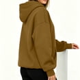 thumbnail image 7 of SYwaren Women's Chic Pullover Solid Color Half Zipper Hooded Long Sleeve Fashion Casual Oversized Loose Sweatshirt Top, 7 of 7