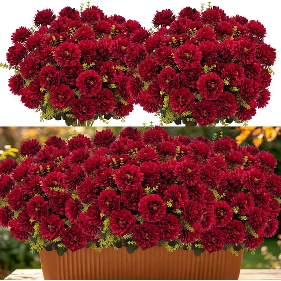 54 Heads Mums Artificial Flowers Fall Floral Arrangement Silk Chrysanthemums Bouquet for Outdoor Home Indoor Table Front Porch Pots Vase Cemetery Decoration