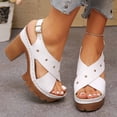 thumbnail image 6 of Eltusu Women Heeled Sandals, Open Toe Adjustable No Slip High Heels Dress Sandals Shoes White Size 6.5, 6 of 9