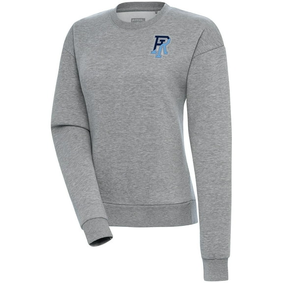 Women's Antigua Heather Gray Rhode Island Rams Victory Crewneck Pullover Sweatshirt